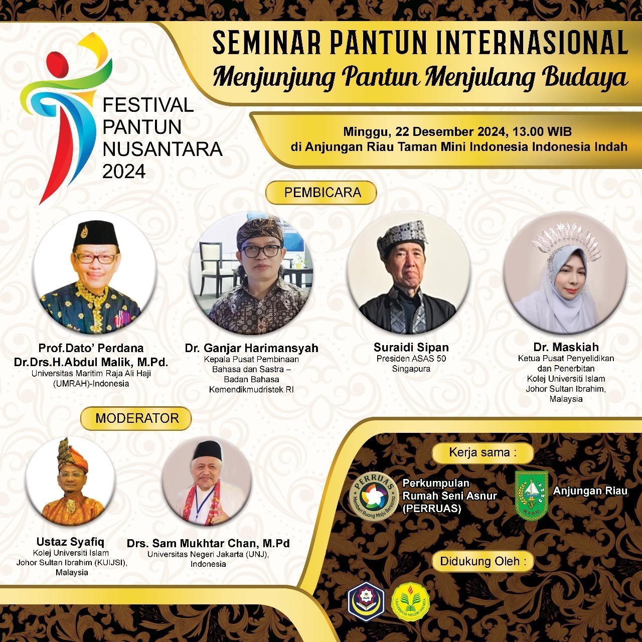 You are currently viewing Seminar Pantun Internasional Bersama Guru Besar FKIP UMRAH Prof. Abdul Malik